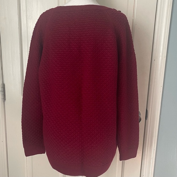 Talbots 100% Merino Wool Holiday Christmas Sweater Embroidered Burgundy Knit - Picture 7 of 9